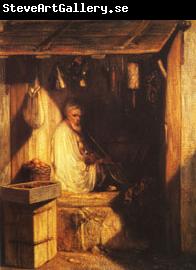 Alexandre Gabriel Decamps Turkish Merchant smoring in His shop